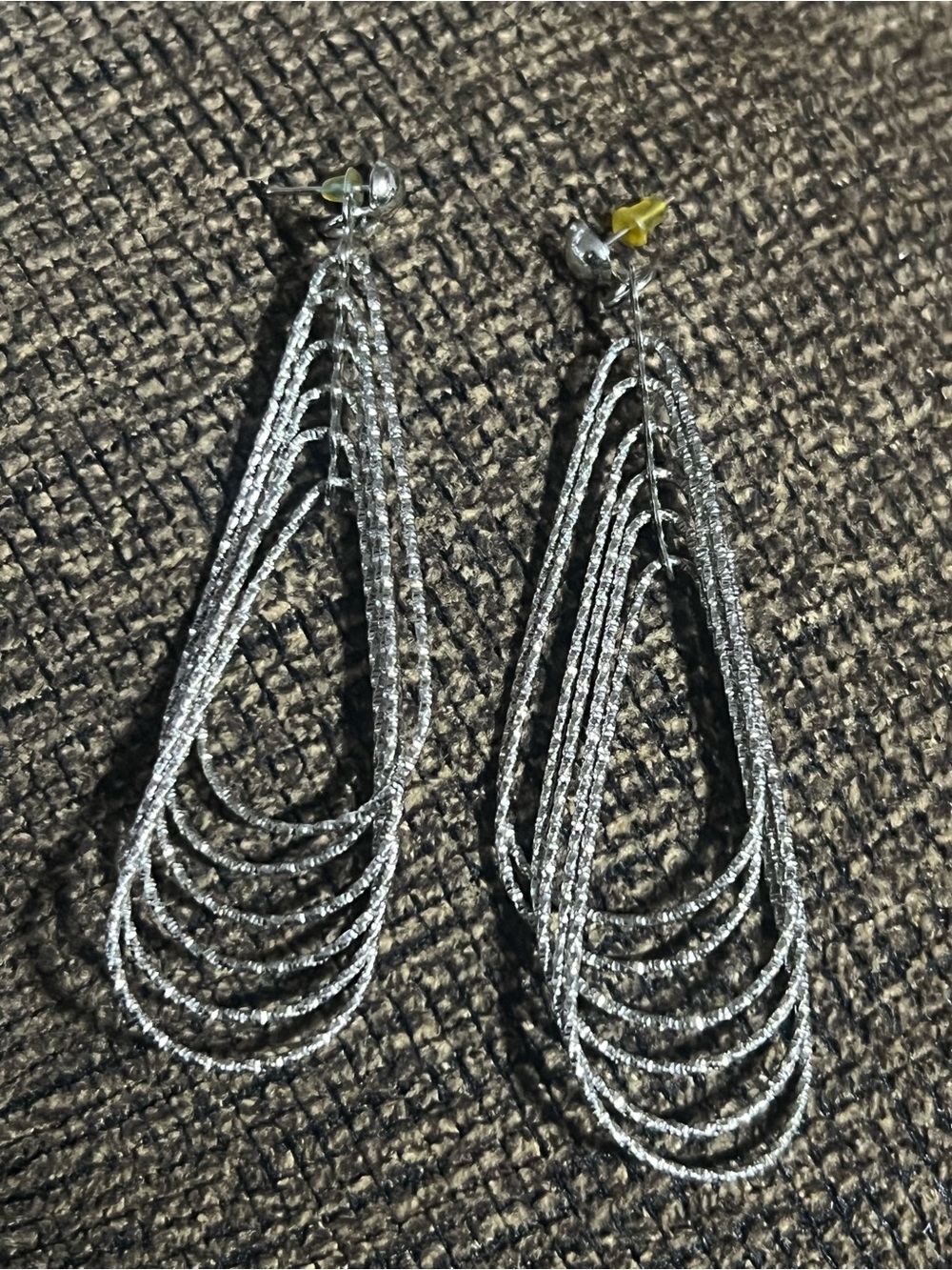 Silver Multi-Strand Teardrop Drop Earrings - Women Jewelry E42